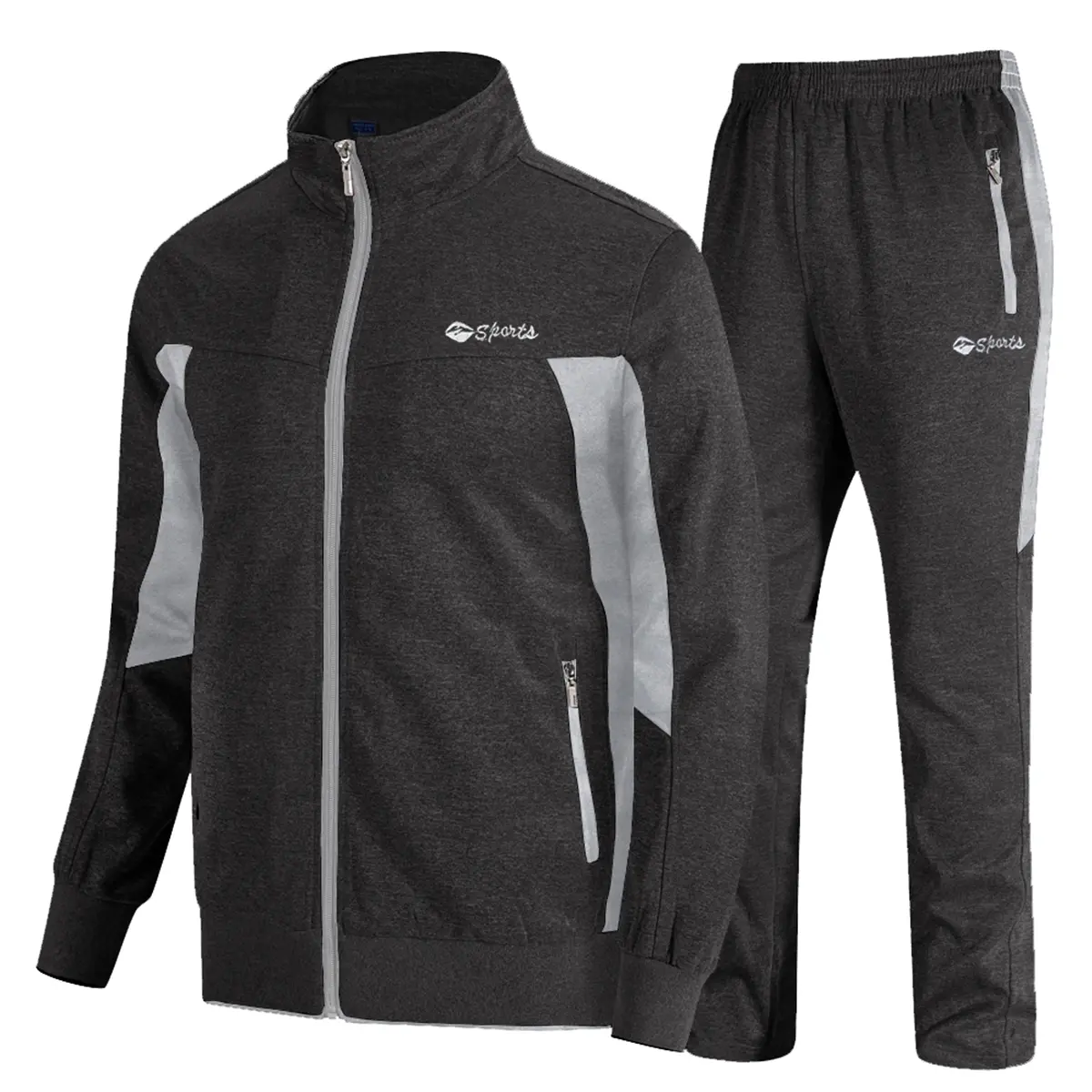 GOPUNE Men's Tracksuit Set Hooded Jacket Sweatsuits Jogging Tops Full Zip Joggers Sports Sweatsuit with 2 Pockets