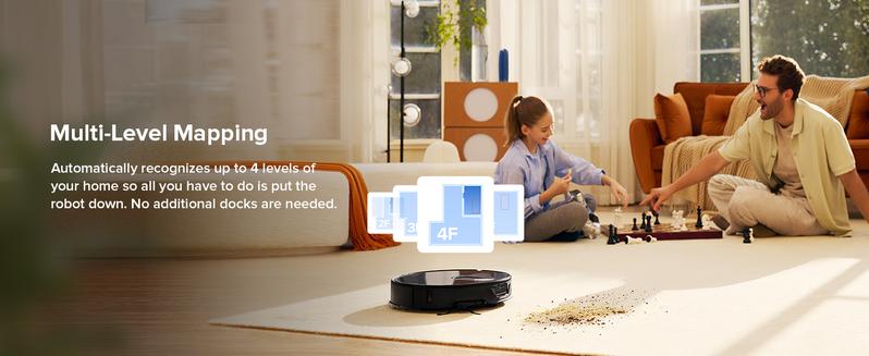 Roborock Qrevo Slim Robot Vacuum and Mop Combo, Advanced Obstacle Recognition, FlexiArm Side Brush & Mop, Auto Mop Washing & Drying, Self-Emptying
