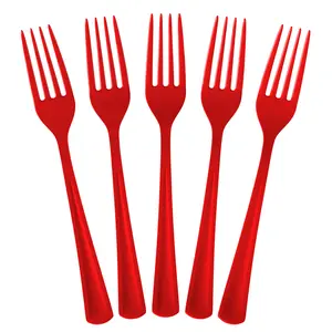 Heavy Duty Red Plastic Forks - 7.5 in. | 50 Count