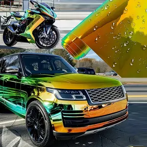 Premium Holographic Rainbow Green Mirror Vinyl Wrap Film Self Adhesive Car Motorcycle Wrapping Sticker Decal With Air Release Car Decals