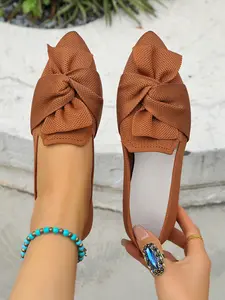 Elegant Women's Pointed Toe Netted Ballet Flats, Breathable Knit Slip-On Shoes, Comfortable Fashion Footwear for Formal & Daily Wear