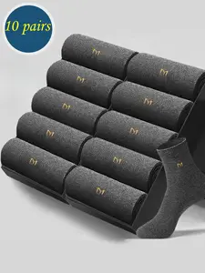 Men's 10 Pairs Business Work Socks, Sweat-Wicking Breathable Mid-Calf Socks, All-Season Comfortable Casual Daily Socks