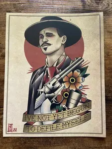 Tombstone Doc Holiday Traditional Americana Tattoo Print