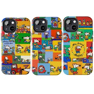 Maisy Mouse Phone Case, Nostalgic Storybook My Friend Maisy Art Aesthetic For iPhone 17 1615 14 13 12 11 X 8, Cute Patchwork Primary Colors Collage Mouse Character Design, Retro Kidcore Gear, Durable