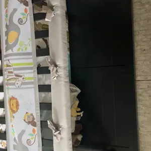 Crib Rail Covers for Teething - 4Pcs Soft Cotton Anti-Collision Trip Corner Cover Teething Rail Protector for Full-Size Crib 52"x28" Grey Bed Restraint System Safety Guardrail for Babies Newborn