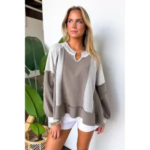 Lisette Notched Neck Contrast Knit Top - BACK IN STOCK