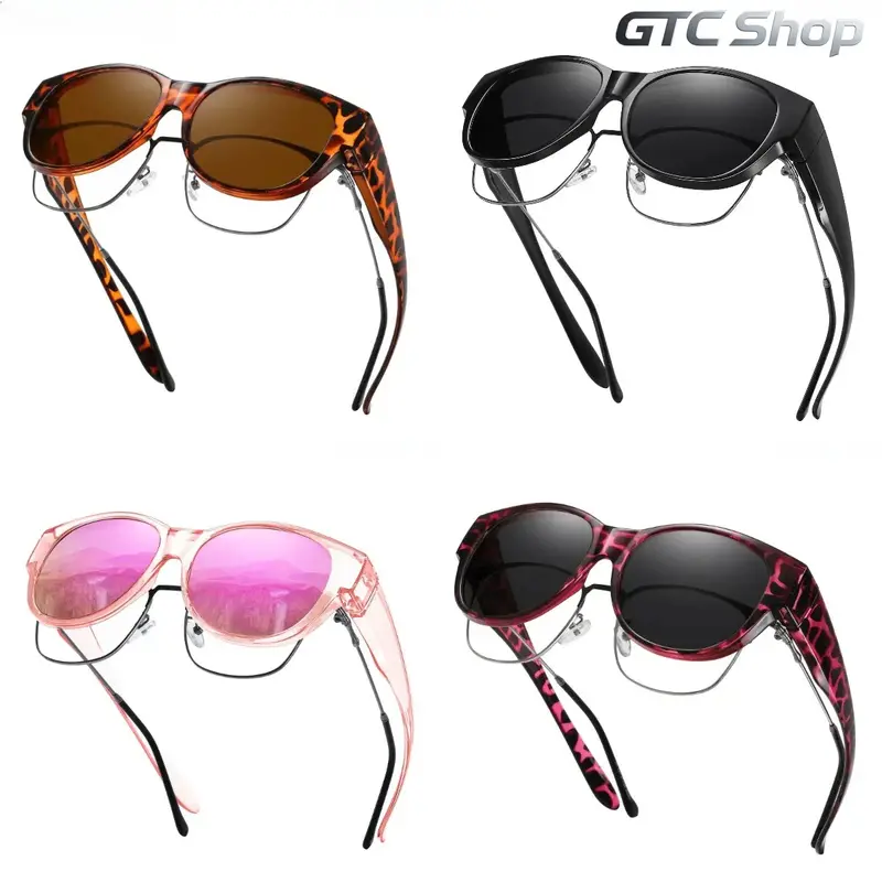 Unisex 4-Pack Oversized Polarized Fit Over Sunglasses - Wear Over Prescription Glasses, Full Coverage UV400 UV Protective Eyewear, Lightweight Classic Outdoor Glare-Free Drive-Ready View for Driving, Fishing, 18+ Years