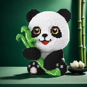 Panda Puzzle Blocks Creative Decoration, Birthday Halloween Valentine Christmas Gift, Home Decor Party Ornament Handmade Craft, Building Block Model
