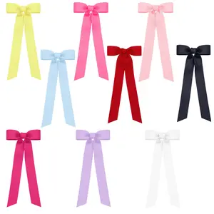 Grosgrain Hair Bowtie with Knot Streamer - Cute Hair Accessory
