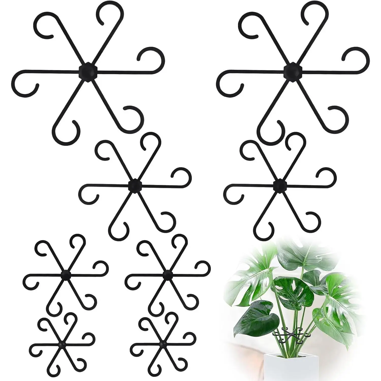 8-Count Plastic Stem Support Stabilizers, Premium Houseplant Care Accessories for Indoor Plants