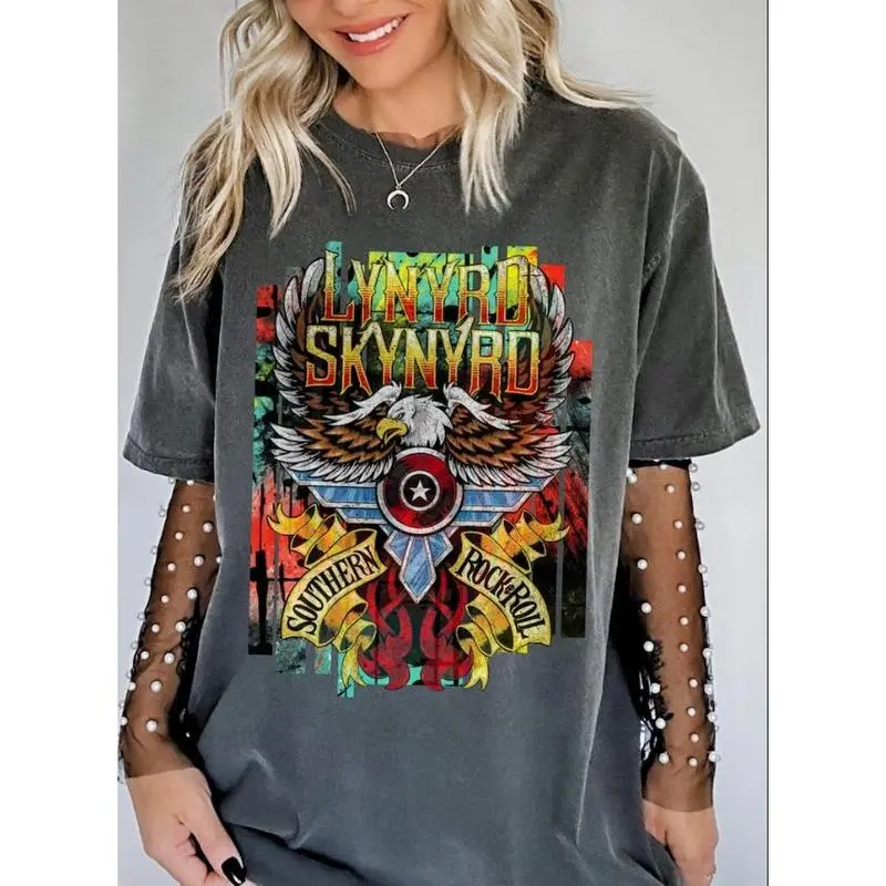 Lynrd Skynrd Shirt, Retro Graphic Vintage Band Tee, Vintage Comfort Color Shirts, 80s Rock Band Concert Tees, Southern Rock Fan Gift Tshirt - TikTok Shop
