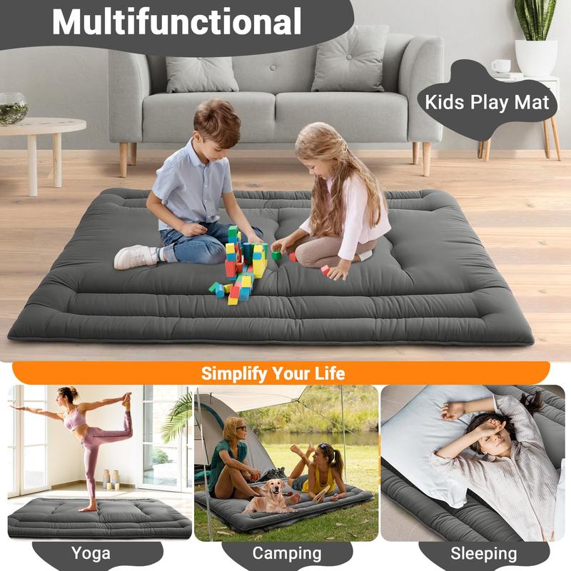 【GARVEE】Full Size Futon Mattress, Foldable and Rollable Japanese Floor Mattress for Easy Storage, Caravan Mattress for Sleeping at Home, Indoor, Dark Gray