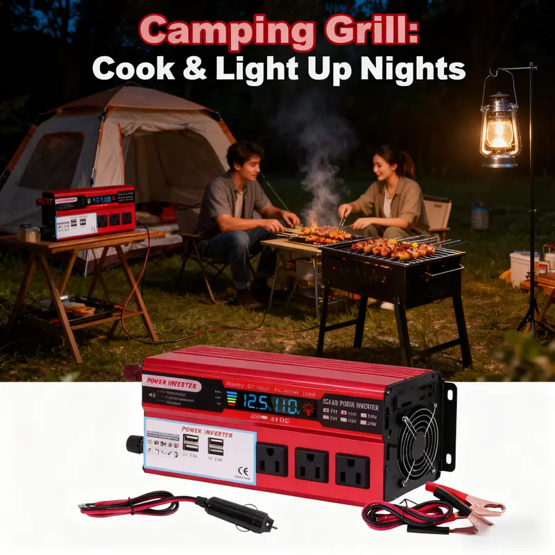 5000W Peak 12V to 110V DC-to-AC Portable Vehicle Power Inverter (200W & Above) - Car Charger with AC Outlets, 5V 2.4A USB Fast Charging Ports for Truck/RV, Camping/Emergency Portable Unit for Power Conversion