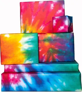 Rainbow Wrapping Paper - 6 Sheets of Colorful  Wrap - Birthday Wrapping Paper For Men Women Teenager - Tie Dye - Pride - Psychedelic - Christmas - Vegan Ink - Recyclable -  UK
