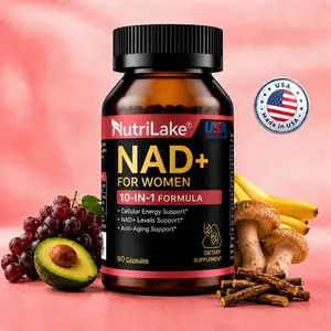 NutriLake ErgoThione NAD+ Anti-Aging Capsules –  Trans-Resveratrol, CoQ10，PQQ,Ergothioneine-Super Blend with Liposomal NAD+ Technology, Supports Cellular Health, Energy & Skin Revitalization – 60 Capsules Healthcare Nutrition Supplements