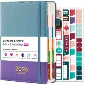 2026 Daily and Monthly Planner, January 2026 - December 2026 Planner with Hourly Schedules, 12 Monthly Tabs, 4 Planning Stickers, Inner Pocket, 8.4" x 5.7", Hardcover Calendar Book for School & Office