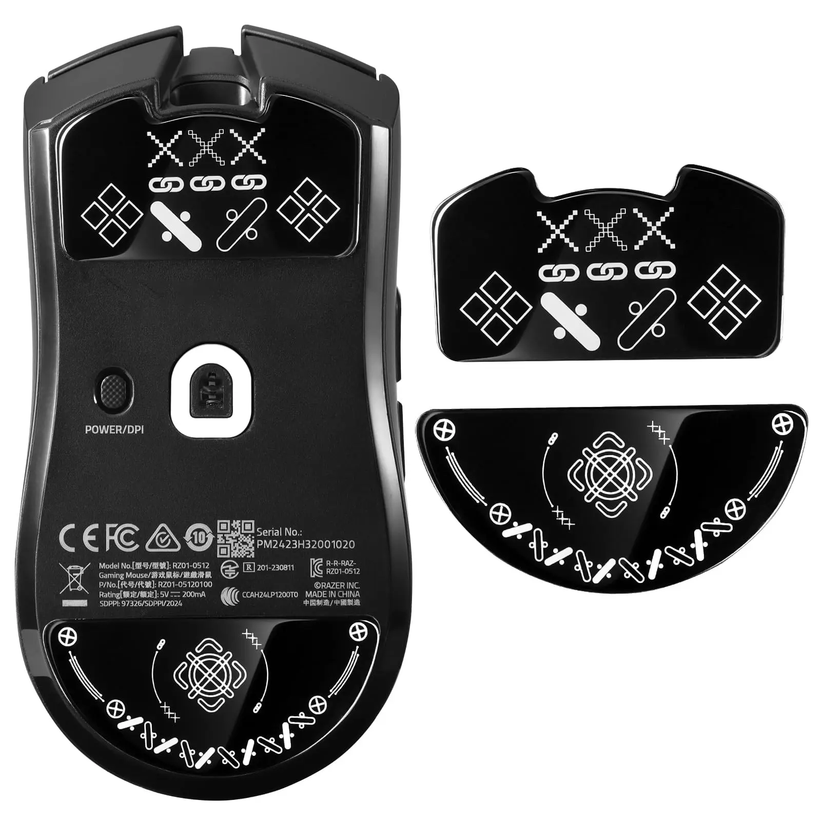 Glass Mouse Skates For Viper V3 Pro Feet Pads Smooth Durable Slim 2.5d Curved Edge Game Replacement Accessories (printing Pattern)