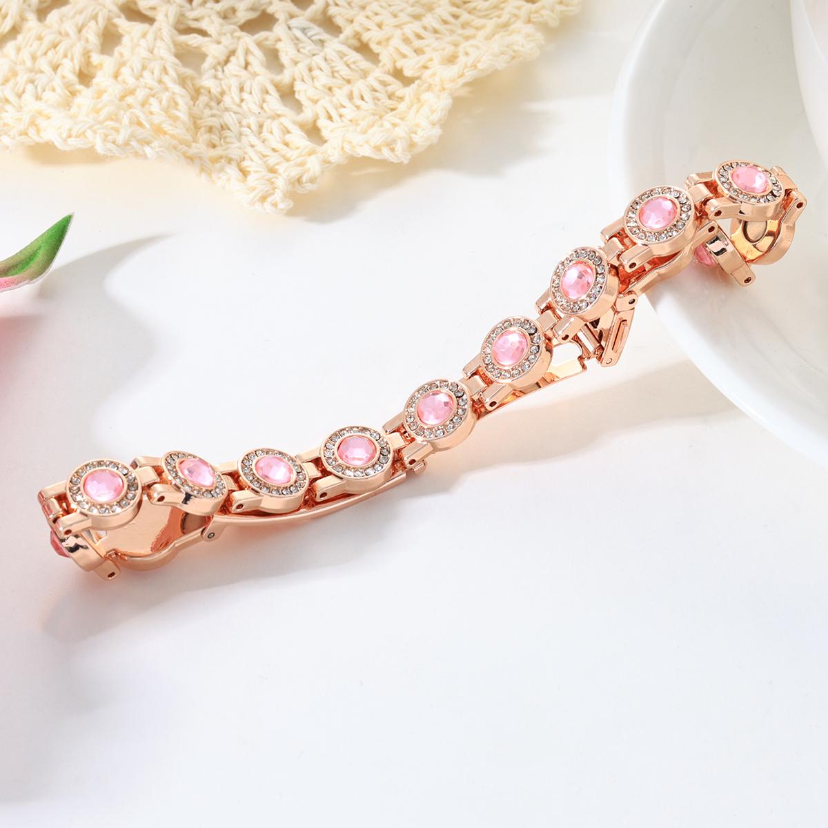 Ladies' alloy diamond-encrusted round magnetic bracelet 3500 Gauss strong magnetic birthday and Christmas gift，Valentine's Day gift, Christmas gift