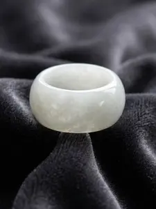 Natural Icy White Jade Band Ring