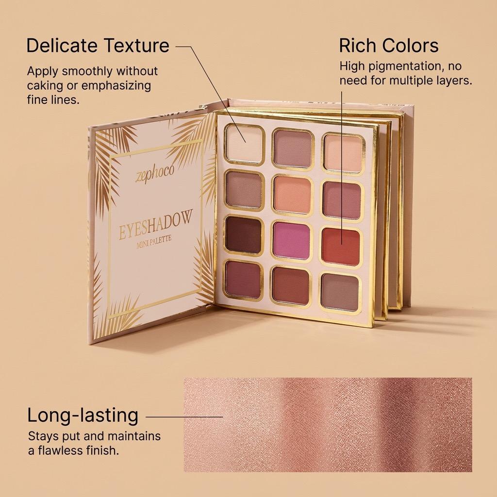 Zephoco Tropical Gold Makeup Complete Set – Eyeshadow, Blush, Lipstick, Foldable Makeup Palette for a Full Face Look
