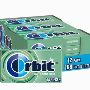 ORBIT Sweet Mint Sugar Free Individually Wrapped Chewing Gum Mint Bulk Box , 12 Packs of 14-Pieces (168 Total Pieces)