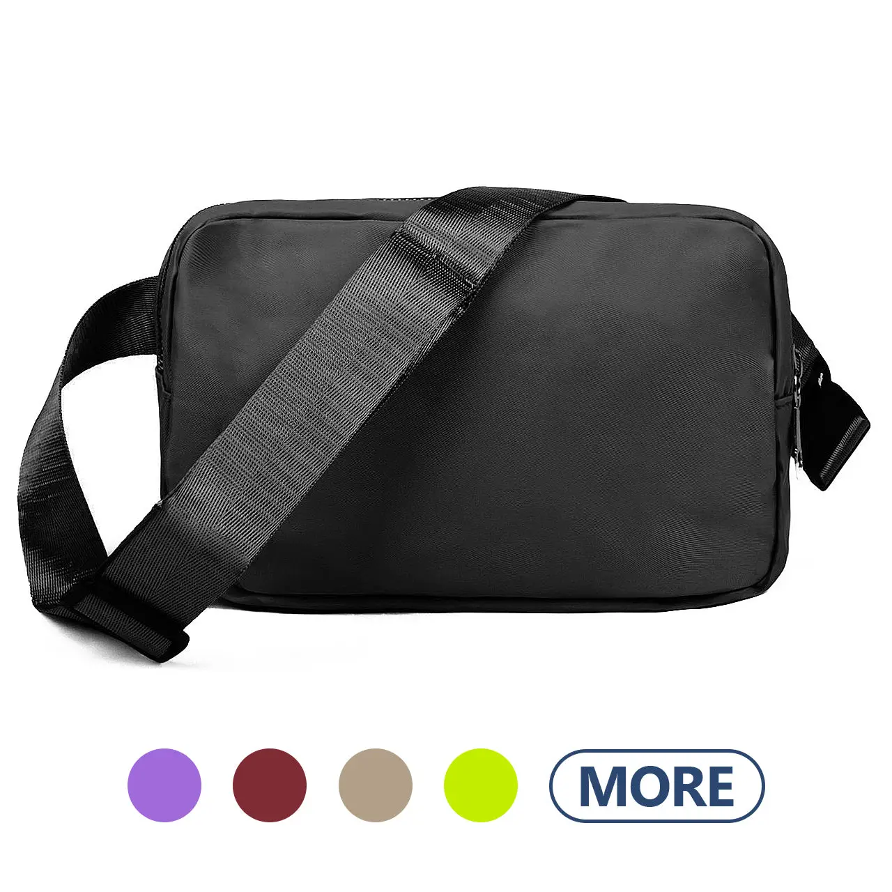 Nollia Unisex Nylon Rectangle Crossbody Belt Bag – 16 Color Options