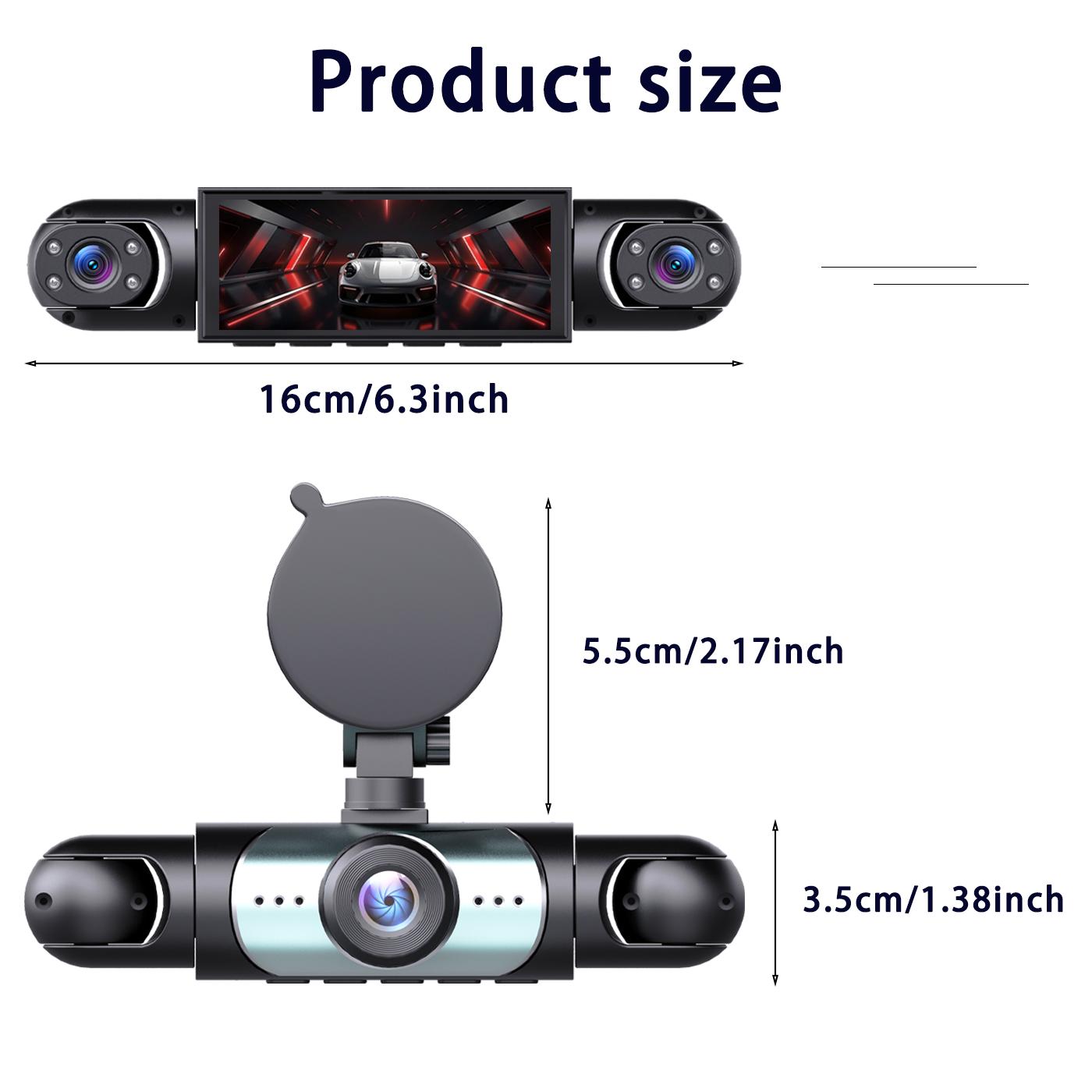 4 Channel  Car Dash Cam,1080P Car DVR with 64GB Memory Card，Car Video Surveillance with Night Vision，24/7Parking Mode Car DVR Hd Screen Front Rear Left And Right dashcam