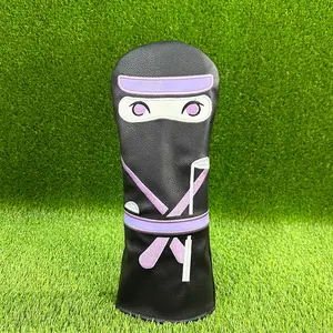 Dark Style Ninja Golf Club Head Cover, Warrior Design, Elegant Embroidery, Unique and Mysterious, Stand Out Golf Accessories