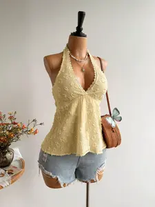 Women's Y2K Halter Top Halter Neck Fashion Sexy Slim Fit Comfortable Soft Lightweight Summer Vest, Womenswear Casual Vacation Style, Perfect for Beach and Travel, Tank Top