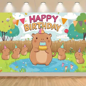 1pc 2D Flat Versatile Capybara Party Backdrop - Perfect for Birthdays, Weddings and More - Durable Polyester, No Power Required