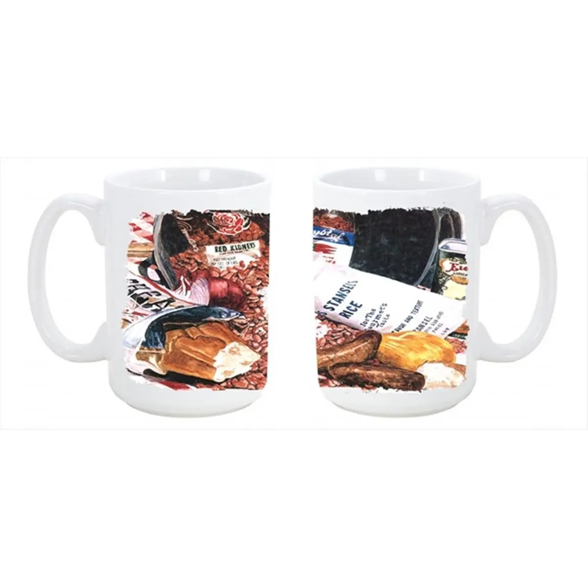 212 MAIN Red Beans and Rice Ceramic Coffee Tea Cup - 15oz Large Reusable Kitchen Drinkware, Dishwasher-Washable, Microwave-Safe