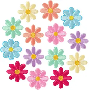 14 Pcs Flower Iron on Patches, Cute Daisy Flower Applique Patch, Sew On Embroidered Applique Sewing Patches for Bags, Jackets, Jeans, Clothes DIY Patches, 1.57x1.57inch (W*H), 7 Colors