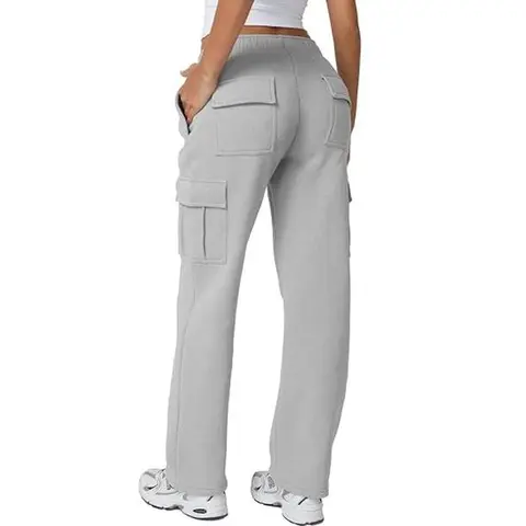 QINSEN Apparel BBL Sweat Pant Womens Casual Long Fleece Cargo Pants with Pockets Baggy Vintage