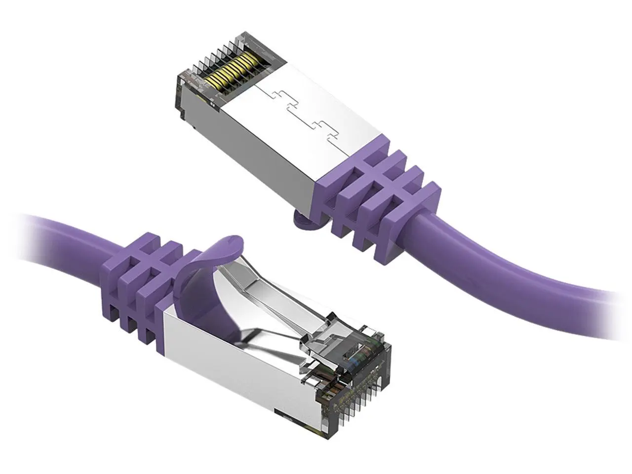 Nippon Labs Cat8 RJ45 10ft Ethernet Patch Internet Network LAN Cable, In/Outdoor, 26AWG, Shielded Latest 40Gbps 2000MHz, Weatherproof S/ftP -in Wall, Outdoor for Gaming/Router/Modem/PC/Switch (Purple)