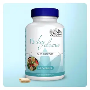 Mila McAnner 15 Day Cleanse Gut and Colon Support Caffeine Free Advanced Formula with Senna Cascara Sagrada Psyllium Husk Non-GMO Probiotics 30 Capsules