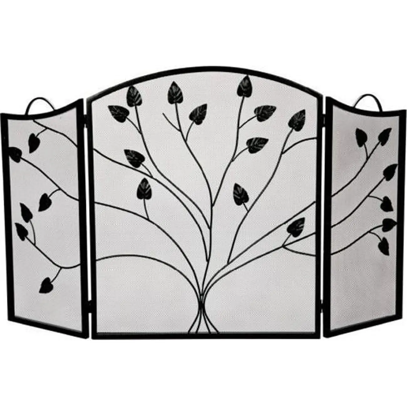 Dagan S509BLK Decorative Backdrop Room Divider - Black Leaf Design, 3-Fold Arched, 13" Side Panels, 26" Center Panel, Freestanding, Inject Your Personality
