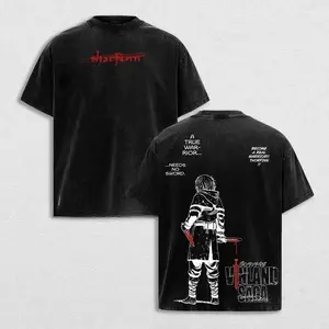 Men's Unisex Oversized Distressed Vintage Washed Japanese Vinland Saga Askeladd Anime Short-Sleeve T-Shirt, Festive Casual Streetwear, All-Season Figure-Flattering Everyday Top