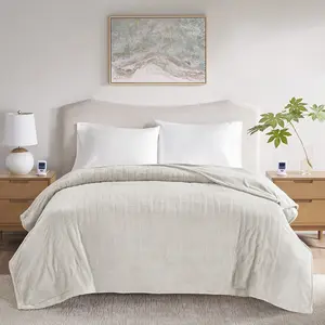 Beautyrest BR54-4127 100 x 90 x 0.25 in. Microplush Heated Blanket with Wifi Technology, Ivory - King Size