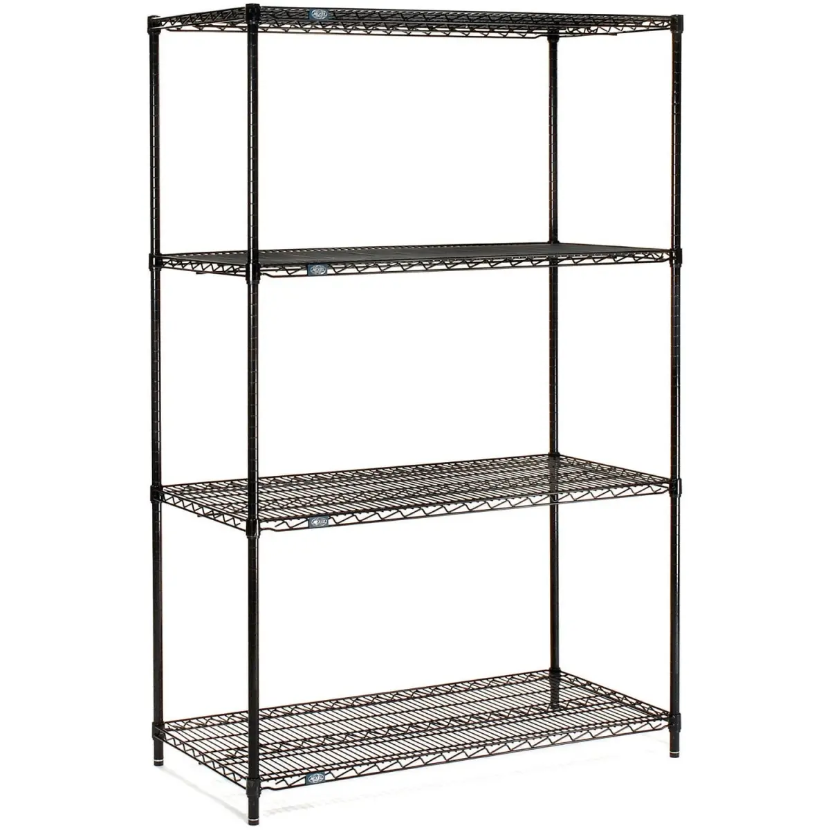 Global Industrial 24425B Nexel NSF-Approved 4-Layer Rectangle Wire Organiser Rack - Black Epoxy Finish, Plastic-Infused 4-Shelf Starter Unit for Tool Organization, 42X24x54" in, Wire Mesh