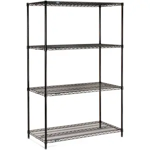 Global Industrial 24425B Nexel 4-Shelf Black Epoxy Wire Organiser Rack, Plastic-Infused Storage Unit Starter - 42x24x54 in.