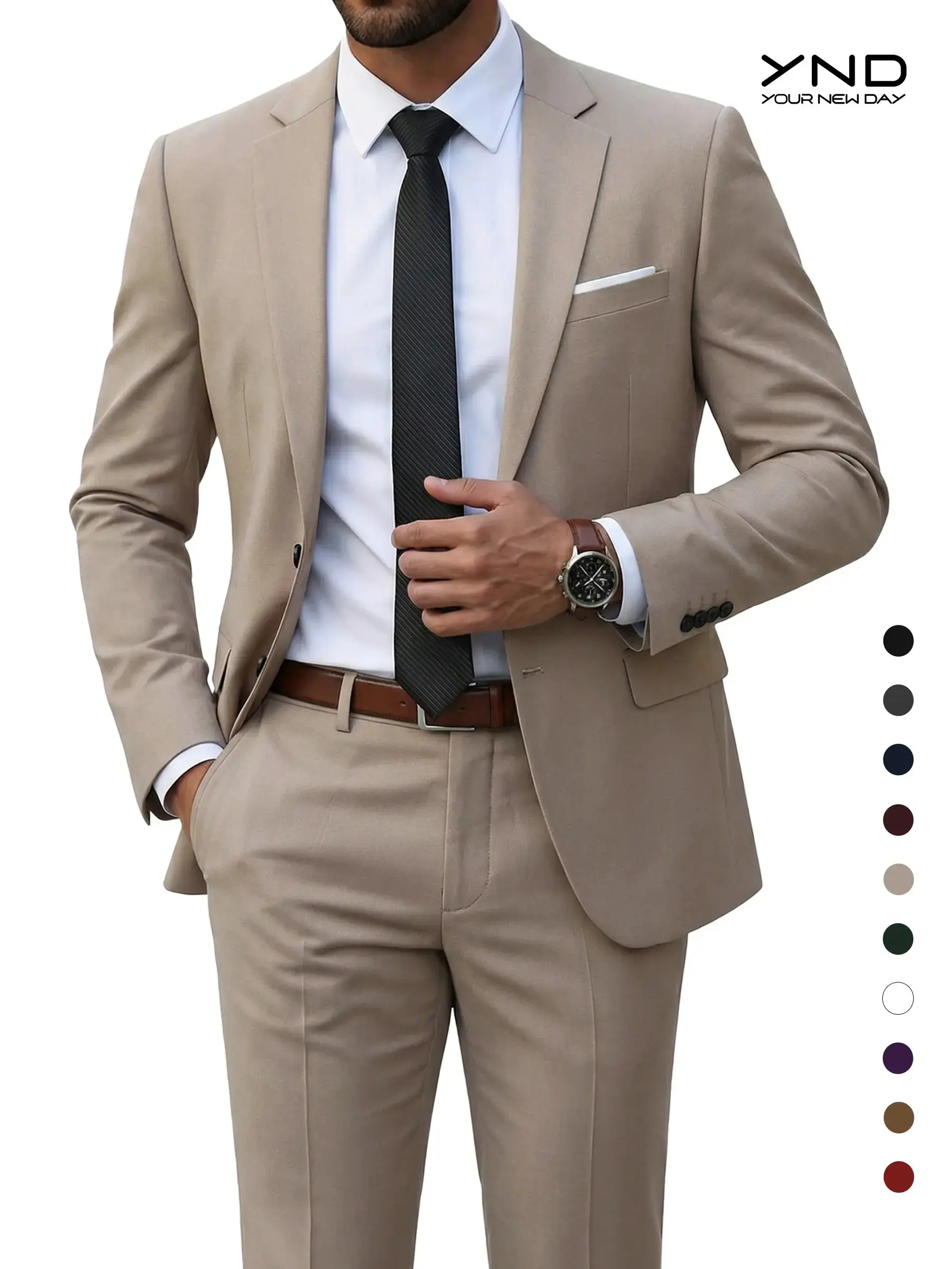 Classic Fit 2-Piece Suit with 2-Button Jacket & Pants, Tie Strap Tuxedo Jacket for Wedding, Business Dinner, Prom, Office Workwear, Groomsmen, Father's Day Gift, Black Formal Menswear Summer