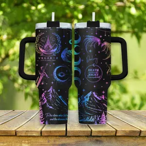 Velaris Night Court Tumbler 40oz With Handle and Straw, ACOTAR Inspired Rhysand Quote Cup, Fantasy Book Lover Stainless Steel Drinkware