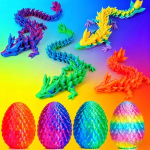 Spooky 4PCS 3D Printed Dragon Eggs Articulated Crystal Dragon Halloween Boo Basket Christmas Gift Decorative Figurines Decorative Figurines