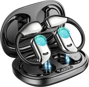 Open Ear Bluetooth Headphones Wireless Earbuds with Earhook 60H Playback Air Conduction Sweatproof Sports Ear Buds Touch Control Earphones for Running,Workout Electronic