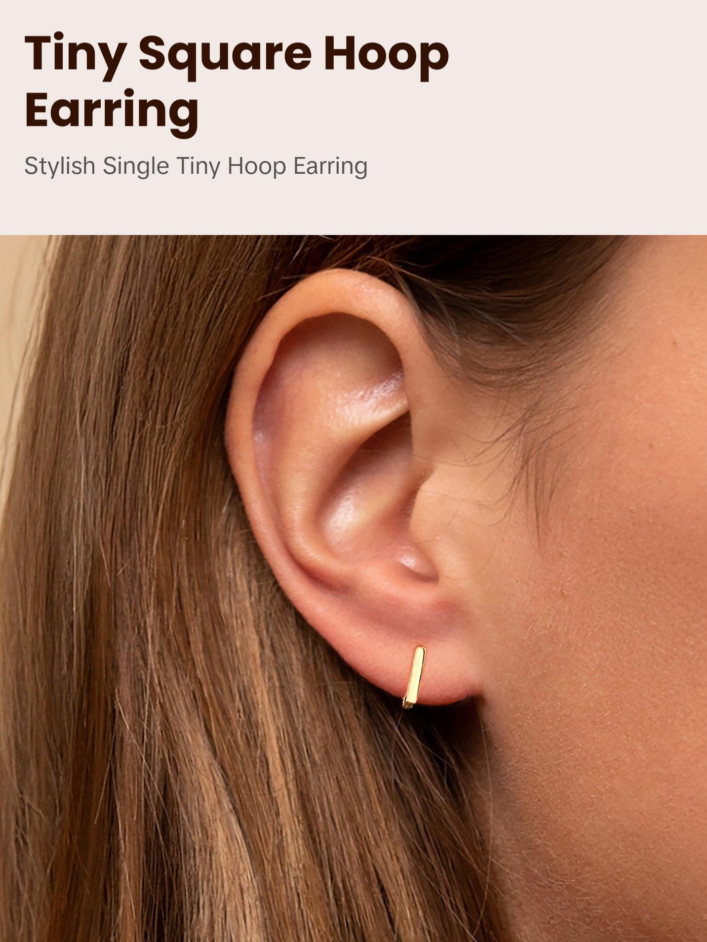 Tiny square Hoop Earrings S925