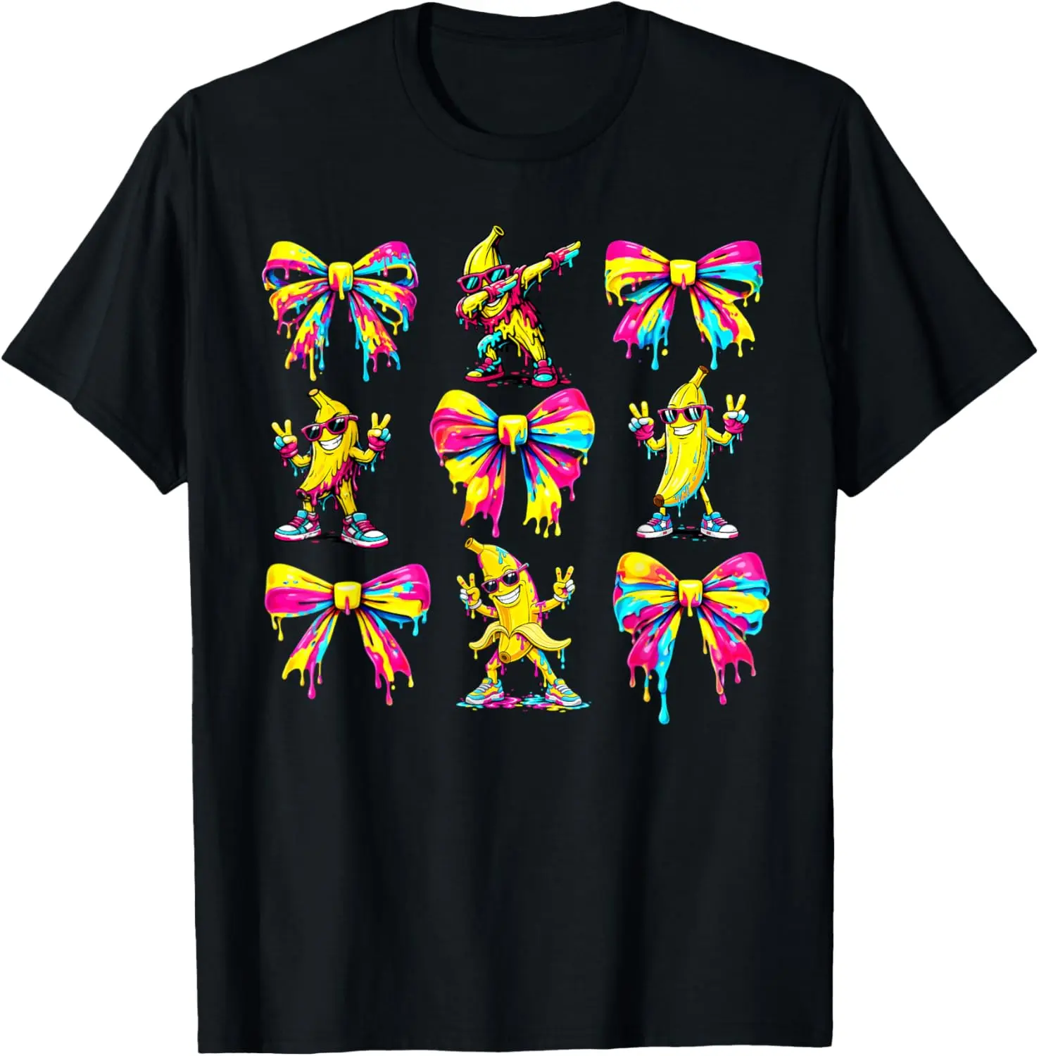 Banana Coquette Bow Drip Men Women Youth Boys Girls T-Shirt - Crewneck Men Women Youth Boys Girl T-shirt Cotton Fabric