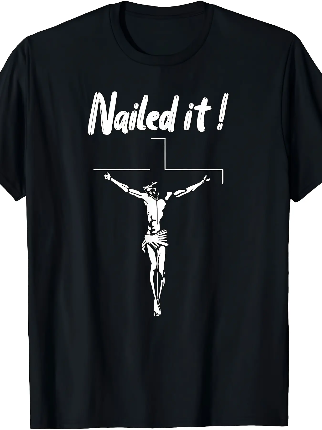 Jesus Nailed It Atheist Punk Goth TShirt Unisex Retro Atheist Graphic Tee SM Pure Short Sleeve Shirt with Crucifixion Design for Goth Subculture Religious Debate