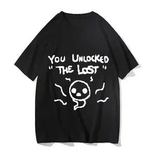 Men's Graphic T-Shirt - Oversized "The Binding of Isaac" Print Casual Cotton Knit Top, Breathable Machine Washable All-Season Menswear