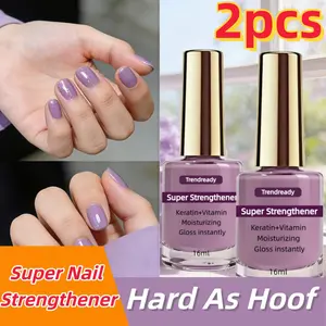 2 PCS Nail Strengthener -lmproves nailproblems, keeps polish lasting longer, adds extra strengthto brittle nails, promotes growth & repair, 15ml