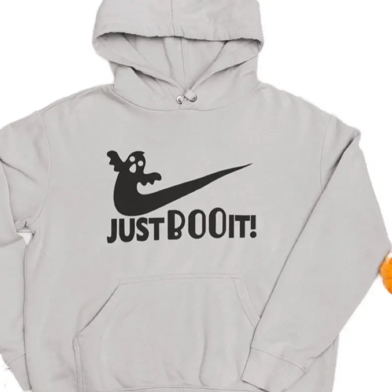 Just Boo it Hoodie - Ghost Design, Long Sleeve, Hooded, Casual Style, Suitable for All Seasons